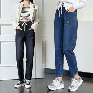 아웃사이즈 K022607 빅사이즈 여성 청바지 고무줄 스트링 데님 팬츠