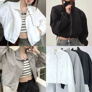 사선절개바람막이집업/크롭집업/잠바/바람막이점퍼/지퍼/빅사이즈/오버핏/가을/간절기/스트링/하이넥