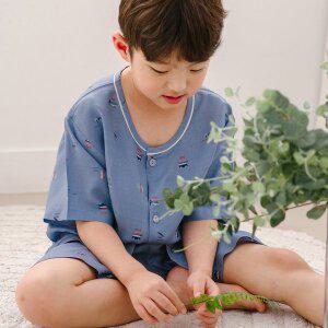 [신세계몰]찌니야 국내제작 해변 60수 레이온 남아동잠옷 반팔상하세트