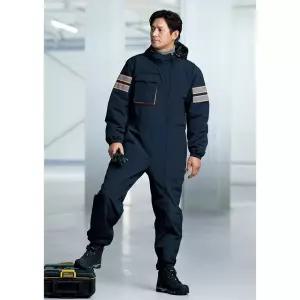 ZB-S2396 지벤 겨울 방한 작업복 탈의편리 배달 오토바이 스즈끼 패딩 후드부착형 정비복 상하일체형