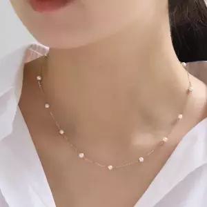 [쥬릭스]14K 담수진주 비즈말이 체인 땡땡이 목걸이