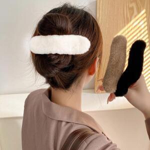 일자 겨울 패션 여성 헤어 악세서리 인조퍼 집게핀