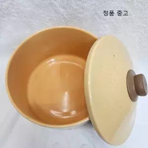 (정품)(중고)오쿠중탕기황토게르마늄도자기뚜껑과내솥2종세트(실리콘손잡이포함)
