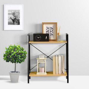 [기타]다용도 2단 철제선반 미니 사이드 선반 거실 주방 수납 우드 좁은 틈새 공간 랙 진열장