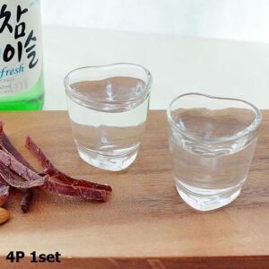 하트모양 소주잔 4P 1세트 술잔 유리소주잔 50ml술잔 유리잔