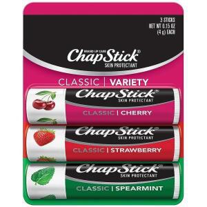 ChapStick 클래식 스피어민트 체리 딸기 립밤 튜브 버라이어티 팩 각 015온스3개입  립메이크업