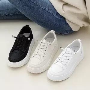 천연소가죽) 4cm키높이 통굽 플랫폼 밴딩 스니커즈