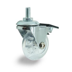 경량 소형 무소음 인라인 바퀴 캐스터 5.08cm 토탈락 볼트브레이크형 M8