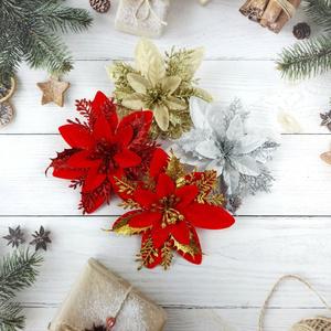 크리스마스 성탄절 트리 리스 포인세티아 조화 꽃장식 -골드