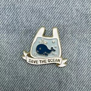 CQY184 환경보호뱃지 노 비닐 해양 바다 고래 동물 보호 브로치 뱃지 빼지