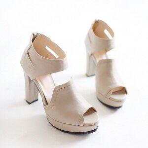 [지젤슈즈]스트랩 믹스된 오픈부티힐/ [2034]