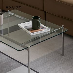 [12월 겨울맞이 5% 특별가] 휴도 투명한 노들 강화유리 8T 사각 철제 거실 소파테이블 600/800/1200