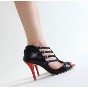 [지젤슈즈]청키 굽라인 오픈부티힐/ [1225-1]