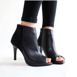 [지젤슈즈]쎄무가죽 믹스매치 오픈부티힐/ [1603-1]