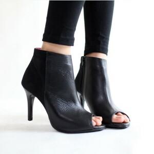 [지젤슈즈] 천연소가죽 쎄무가죽 믹스매치 오픈부티힐/ [1603-1]