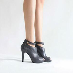 [지젤슈즈] 천연소가죽 벨티드 오픈부티힐/ [1329-1]