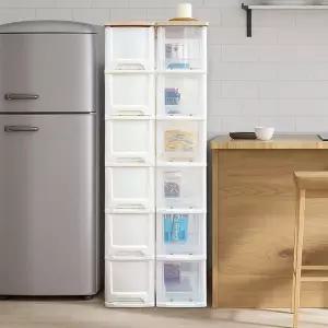 어반 슬림 6단 서랍장 우드상판 플라스틱 수납장 틈새 옷장