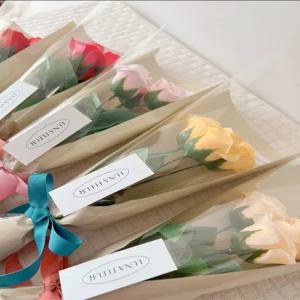 루나플레르 비누꽃다발 3송이 장미 (크라프트지/베이지/애플그린)