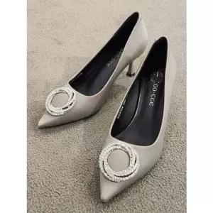 [갤러리아] [센터시티] 고세 실크스판 스톤 페미닌 드레스힐 펌프스 OZP4F035 그레이