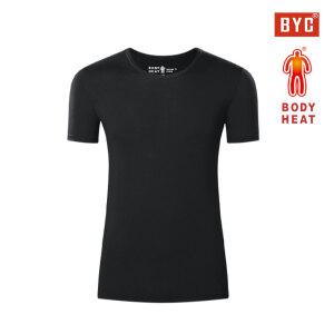 BYC 따뜻한 보디히트 뉴베이직 남성 반팔티 블랙/남자반팔티 겨울반팔티 반팔내복 발열내의
