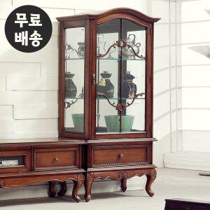 [벤티스가구]벨르 엔틱 장식장 원목 진열장 유리 장식장 거실 인테리어 술 양주 위스키 가구(650)