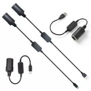 차량용 USB to 시거잭 승압 변환 젠더 케이블 5V를 12V 1A로 출력 C타입 C포트 선택사항