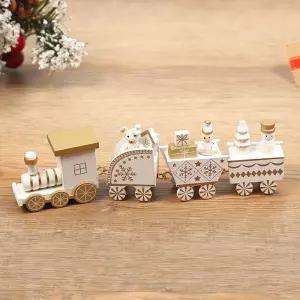 크리스마스 원목 기차(화이트) 미니어처 디자인 장식