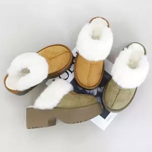 따뜻한 청키 힐 플랫폼 통굽 털 슬리퍼 (7cm) 재클린