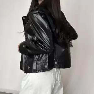 아트박스 더바디시크릿 여성 가죽자켓 유광 크롭 라이더 레자 66까지