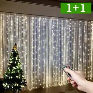 1+1 크리스마스조명 LED 300구 전구 줄조명 트리 커튼 가랜드 장식 무드등