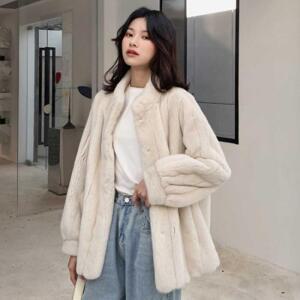 [HYIJY7ZJ_4B]여자 페이크퍼자켓 룩 주말 코디 밍크