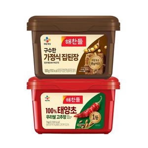 (온라인) [CJ] 해찬들 100% 태양초 우리쌀고추장1kg+구수한집된장500g