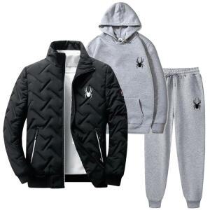 남자 겨울런닝복장 기모 트레이닝 셋업 헬스복 스파이더 세트 블랙 캐주얼 스포츠 스탠드