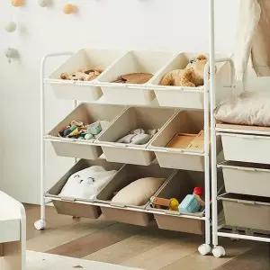 한샘 모리 트롤리 오픈형 3단 장난감 기저귀 정리함