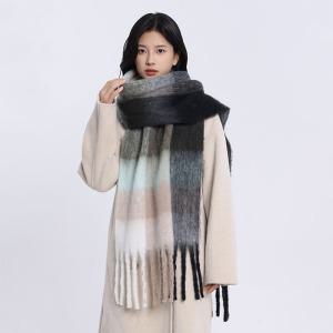 파스텔 롱 머플러 무지/체크 라떼 목도리