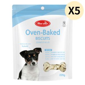 바우베이커리 강아지 간식 비스켓 오븐베이크 밀크 X5