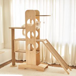 [삼익가구]업타운 원목 4단 캣타워 풀세트(스크래쳐 기둥+카펫+클라이밍보드)