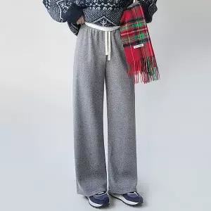겨울 융기모 트레이닝 니트 와이드 팬츠