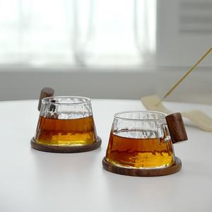 티로직 명품 도자기 계수나무 내열유리컵 200 2인세트(내열유리컵 200ml 2개 코스터 컵받침 2개)