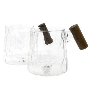 티로직 명품도자기 계수나무 내열유리컵 350ml 2개 예쁜 코스터 컵받침 2개세트