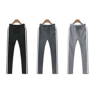 여성 여자 흰색 두줄 밴딩 세미 트레이닝 팬츠 바지