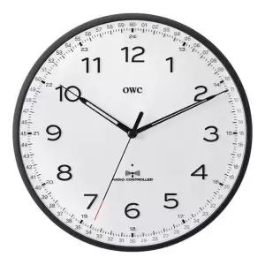 OWC 컴퍼스 RC 전파수신 벽시계 - 블랙 가벼운 벽걸이 자동시간맞춤 OWA-1015RCS / OWA-1015RCB