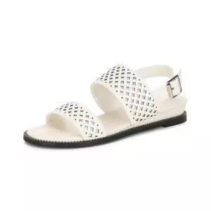 소가죽 펀칭 스트랩 샌들 White 3cm