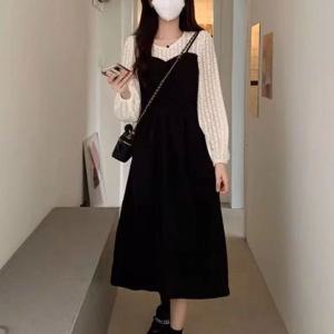 여성 레이스 블라우스 끈나시 일체형 원피스 치마