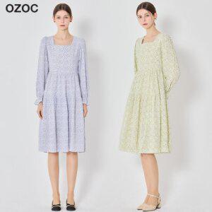오조크 스퀘어넥 데이지 등리본포인트 원피스