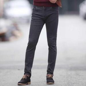 구제 빅사이즈 그레이 캐주얼룩 일자핏 남성 스판 골지 통넓은 워싱 스키니핏 청바지