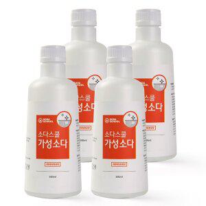 [소다스쿨] 강알칼리세제 4.5% 가성소다 500ml 4개 세트 / 수산화나트륨 / 기름때제거