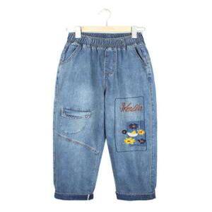 아줌마청바지 여성 빅사이즈 청바지 자수 배기핏 밴딩 에스닉 데님팬츠