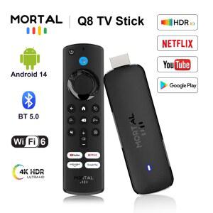 크롬캐스트 새로운 Mortal Q8 안드로이드 14 HDR10 블루투스 시어터 미디어 플레이어 Allwinner H313 BT5 WIFI 구글 스마트 TV 스틱