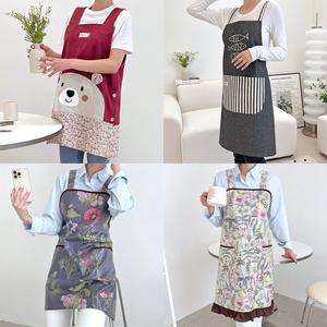 이솔홈 방수 캐릭터 플라워 어린이집 카페 바리스타 꽃집 미용실 주방 보육교사 H자형 원피스 앞치마